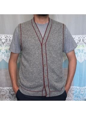 Vintage St. Michael Men’s Button Front Sweater Vest Trim Size L